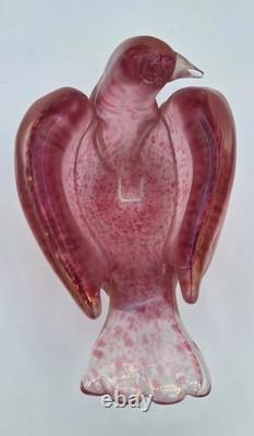 Dino Martens for Aureliano Toso Murano Pink Iridato Art Glass Dove Bowl Italy