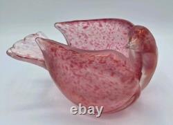 Dino Martens for Aureliano Toso Murano Pink Iridato Art Glass Dove Bowl Italy