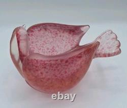 Dino Martens for Aureliano Toso Murano Pink Iridato Art Glass Dove Bowl Italy