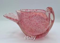 Dino Martens for Aureliano Toso Murano Pink Iridato Art Glass Dove Bowl Italy