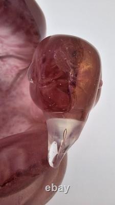 Dino Martens for Aureliano Toso Murano Pink Iridato Art Glass Dove Bowl Italy