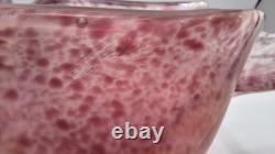 Dino Martens for Aureliano Toso Murano Pink Iridato Art Glass Dove Bowl Italy