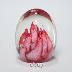 Don Bagwell Pink Coral Art Glass Egg Paperweight 2.75h 2.25dia