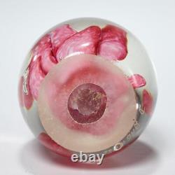 Don Bagwell Pink Coral Art Glass Egg Paperweight 2.75h 2.25dia