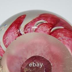 Don Bagwell Pink Coral Art Glass Egg Paperweight 2.75h 2.25dia