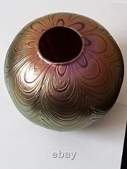 Donald Carlson Art Glass Vase Signed Dated Iridescent Gold & Pink RARE FREEPOST