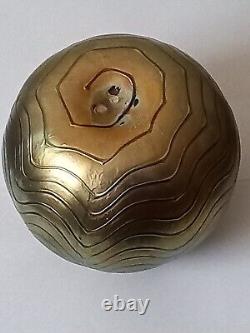 Donald Carlson Art Glass Vase Signed Dated Iridescent Gold & Pink RARE FREEPOST