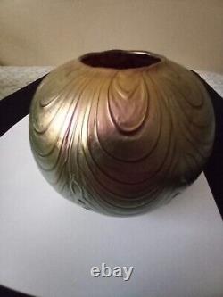 Donald Carlson Art Glass Vase Signed Dated Iridescent Gold & Pink RARE FREEPOST