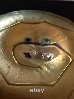 Donald Carlson Art Glass Vase Signed Dated Iridescent Gold & Pink RARE FREEPOST