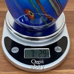 Double Cased Murano Style Art Glass Pink Blue Multi Milleflori 8.5 Ruffle Vase