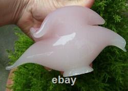 Dove Pink Art Glass Bird Rose Crystal Figurine Vase