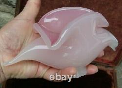 Dove Pink Art Glass Bird Rose Crystal Figurine Vase