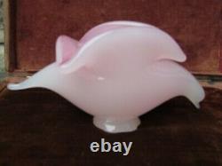 Dove Pink Art Glass Bird Rose Crystal Figurine Vase