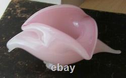 Dove Pink Art Glass Bird Rose Crystal Figurine Vase