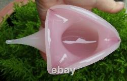 Dove Pink Art Glass Bird Rose Crystal Figurine Vase