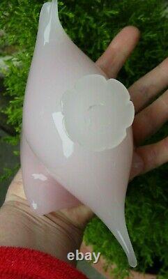 Dove Pink Art Glass Bird Rose Crystal Figurine Vase