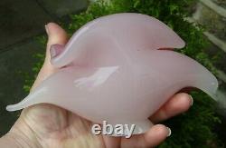 Dove Pink Art Glass Bird Rose Crystal Figurine Vase