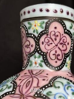 ENAMEL GLASS VASE MOROCCAN THOMAS WEBB TAPESTRY Gilded Floral Vase, 19th