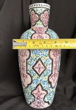 ENAMEL GLASS VASE MOROCCAN THOMAS WEBB TAPESTRY Gilded Floral Vase, 19th