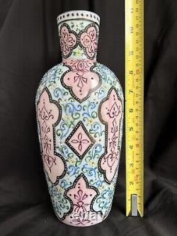 ENAMEL GLASS VASE MOROCCAN THOMAS WEBB TAPESTRY Gilded Floral Vase, 19th