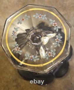 Early 20th Century English Art Glass Victorian Pink Roses Serving Compote Tazza Early 20th Century English Art Glass Victorian Pink Roses Serving Compote Tazza