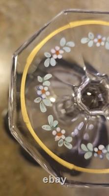 Early 20th Century English Art Glass Victorian Pink Roses Serving Compote Tazza Early 20th Century English Art Glass Victorian Pink Roses Serving Compote Tazza