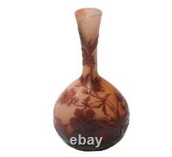 Emile Galle Cameo Glass Vase Original Art Nouveau Pink Coral Vintage