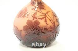 Emile Galle Cameo Glass Vase Original Art Nouveau Pink Coral Vintage