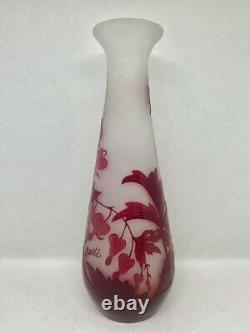 Emile Gallé Vase Decorated Dicentras Art Nouveau Pink Multi Layer Glass Old 19th