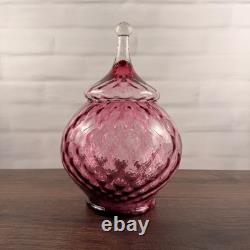 Empoli Italian Art Glass Pink Circus Tent Lidded Apothecary Jar