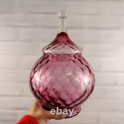 Empoli Italian Art Glass Pink Circus Tent Lidded Apothecary Jar