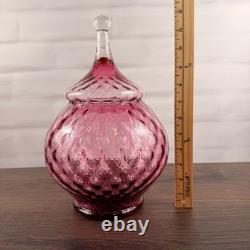 Empoli Italian Art Glass Pink Circus Tent Lidded Apothecary Jar