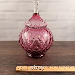 Empoli Italian Art Glass Pink Circus Tent Lidded Apothecary Jar