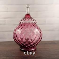 Empoli Italian Art Glass Pink Circus Tent Lidded Apothecary Jar