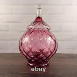 Empoli Italian Art Glass Pink Circus Tent Lidded Apothecary Jar