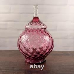 Empoli Italian Art Glass Pink Circus Tent Lidded Apothecary Jar