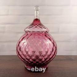 Empoli Italian Art Glass Pink Circus Tent Lidded Apothecary Jar