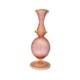 Ercole Barovier Murano Pink Ribbed Bud Vase Gold Fleck Ribbon Art Glass 7.5
