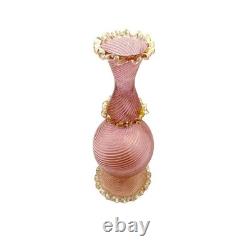 Ercole Barovier Murano Pink Ribbed Bud Vase Gold Fleck Ribbon Art Glass 7.5 Ercole Barovier Murano Pink Ribbed Bud Vase Gold Fleck Ribbon Art Glass 7.5