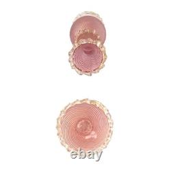 Ercole Barovier Murano Pink Ribbed Bud Vase Gold Fleck Ribbon Art Glass 7.5