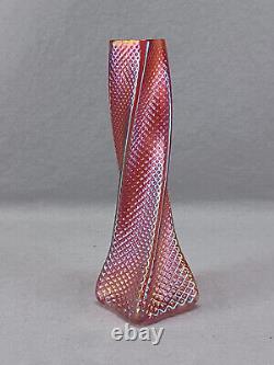 Ernst Steinwald Bohemian Diamond Martele Cranberry Iridescent Twist Form Vase