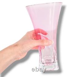 Excellent Condition Stylish Vintage Pink Art Glass 9 Flower Vase