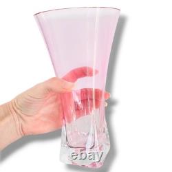 Excellent Condition Stylish Vintage Pink Art Glass 9 Flower Vase