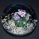 Exquisite Pink Flower Art Glass Paperweight with Shimmering Accents