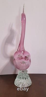 Exquisite Vintage Murano Sommerso Art Glass Swan -Opaline & Pink 14H