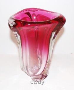 Exquisite Vintage Val Saint Lambert Belgium Art Glass Cranberry/pink 8 Vase