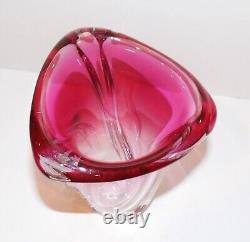 Exquisite Vintage Val Saint Lambert Belgium Art Glass Cranberry/pink 8 Vase