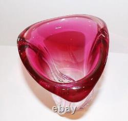Exquisite Vintage Val Saint Lambert Belgium Art Glass Cranberry/pink 8 Vase
