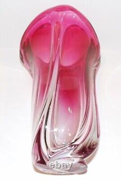 Exquisite Vintage Val Saint Lambert Belgium Art Glass Cranberry/pink 8 Vase