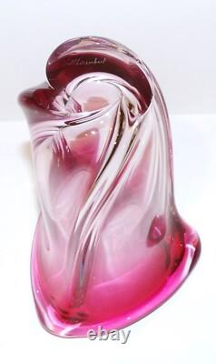 Exquisite Vintage Val Saint Lambert Belgium Art Glass Cranberry/pink 8 Vase